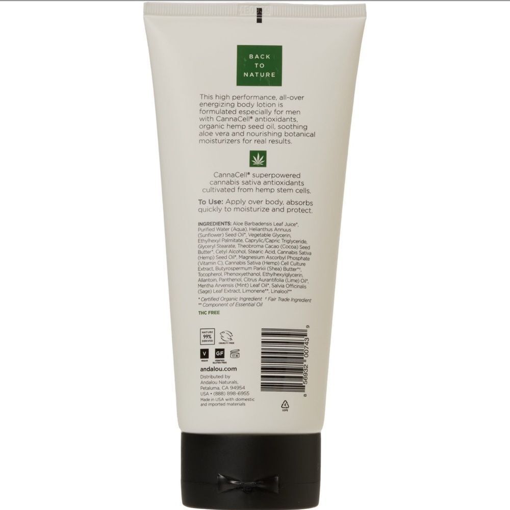 ANDLOU Naturals Men’s Body Face Hands Energizing Conditioning Lotion - Picture 2 of 10
